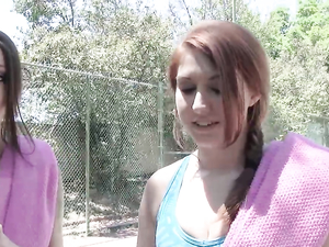 Redheaded Tennis Slut Fucked As A Friend Watches