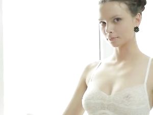 Bathroom Masturbation With A Busty Brunette