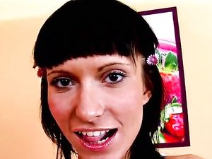 Pierced Tongue Hottie Masturbating While Undressing